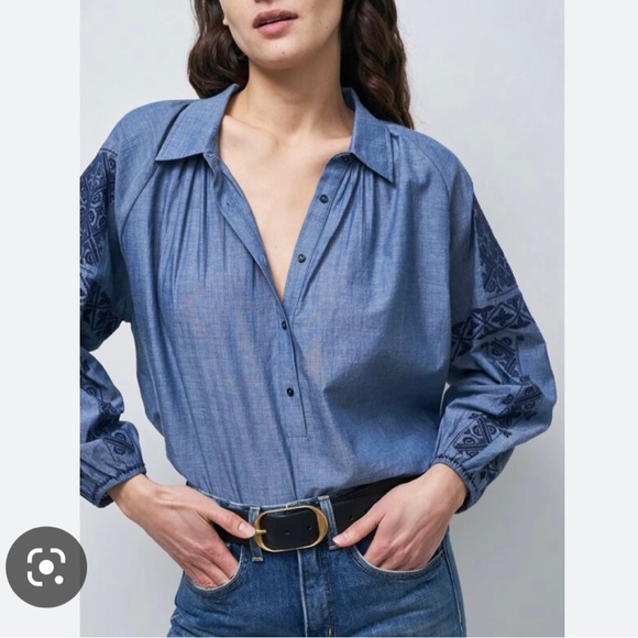 Nili Lotan Abby Romanian Chambray Shirt - Picture 1 of 4